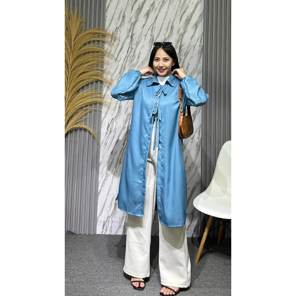 R.A - RRX FASHION LONGOUTER WANITA DIAN / ARAYA LONG OUTER TALI PITA SHAKILA / Outer Panjang Polos F