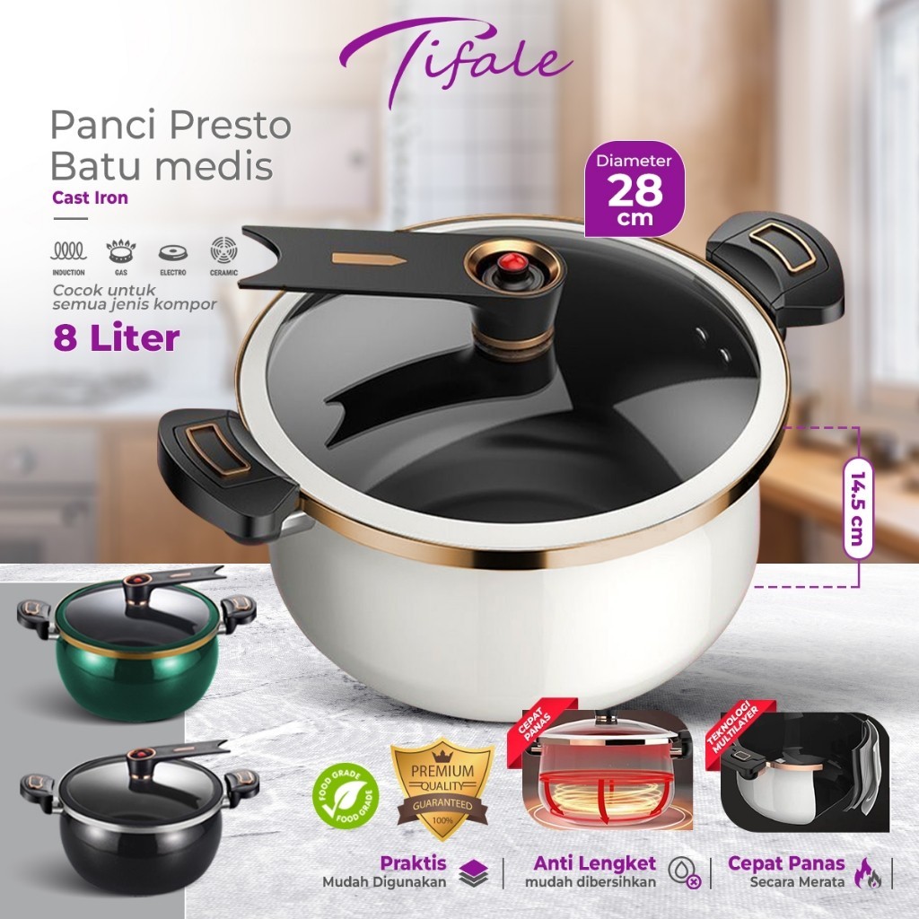 Panci Presto Batu Kramik Anti Lengket Serbaguna