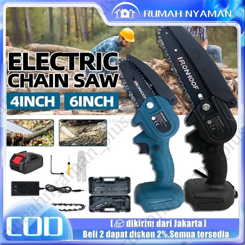 MINI CHAINSAW 4INCH 6-INCH CORDLESS CHAINSAW GERGAJI LISTRIK RANTAI ELEKTRIK MINI PORTABLE HANDHELD