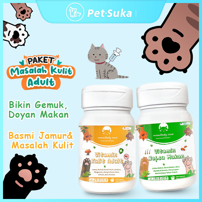 Vitamin Kucing Paket & MASALAH KULIT DEWASA untuk Nafsu Makan, Bulu Rontok diare kucing