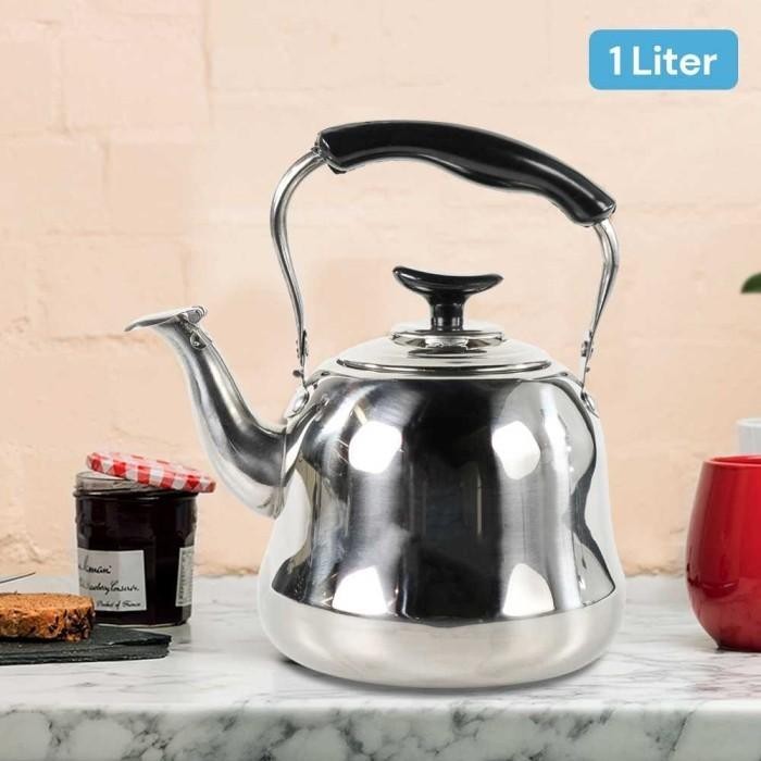 One Two Cups Teko Ceret Siul Stainless Steel Tebal Gagang Tahan Panas dengan Saringan