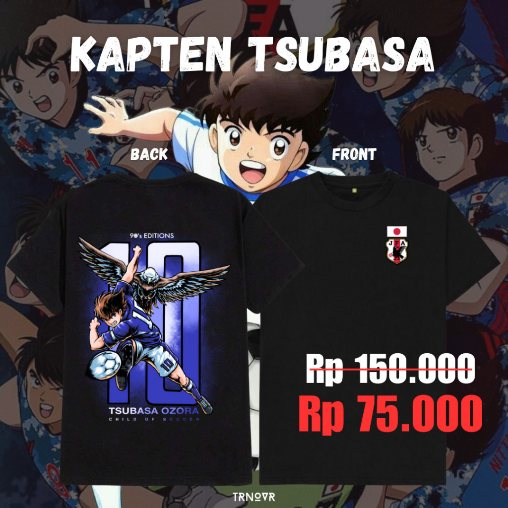 cotton casual TRNOVR Kaos Anime | Tsubasa Ozora | Anime Captain Tsubasa