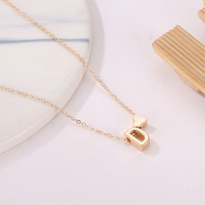 (HURUF N-Z) Kalung Huruf Love Kecil Stainless Aksesoris Fashion Perhiasan Wanita GOLD SILVER