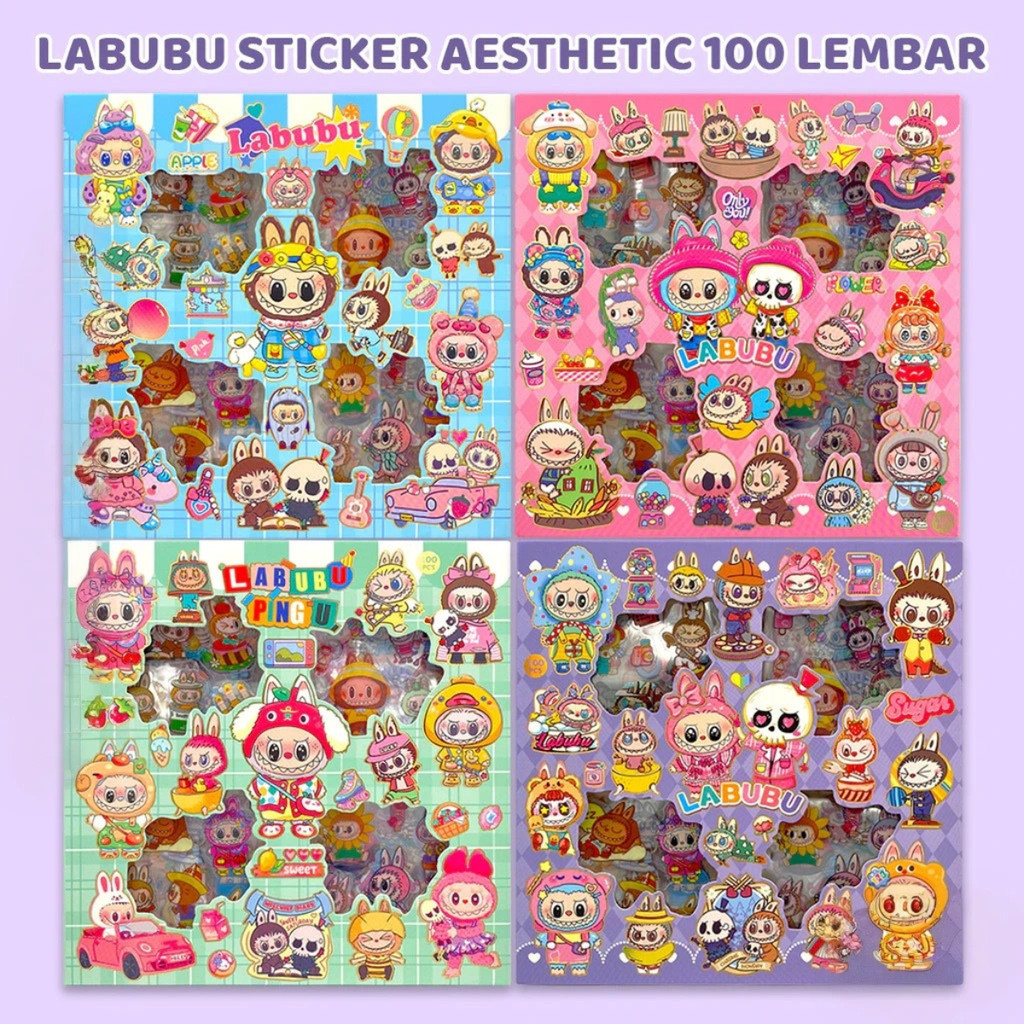 

100 Lembar Sticker Motif Labubu Capybara Lucu Anti Air Dekorasi Handbook Scrapbook DIY Momo Big Box