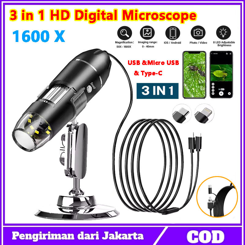 

【siap】Microscope Mikroskop USB Digital Zoom Magnifier Monokuler Kamera Pembesar Elektronik Endoscope 1000X & 1600X 3 in1 Microscope Mikroskop