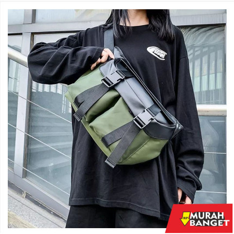 tas selempang pria kekinian Tas Waistbag Selempang Dada Korea Kekinian Pria Wanita Cewek Cowok - Hit