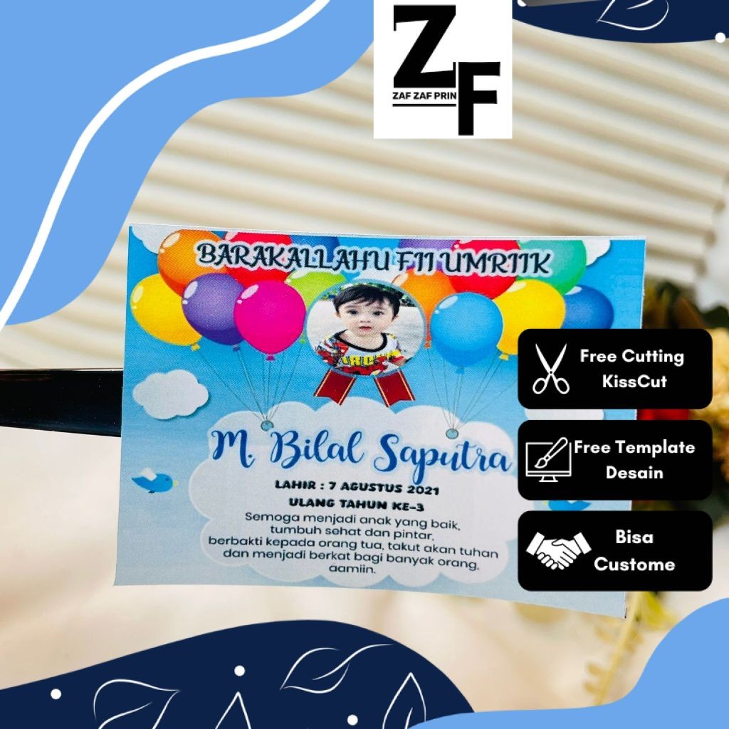 

ZAF Cetak Sticker Ulang Tahun Anak Free Desain Stiker Label Birthday Ulang Taun Undangan Custom
