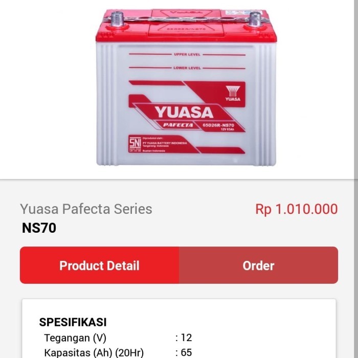 Aki accu yuasa ns70 12v 65ah berkualitas