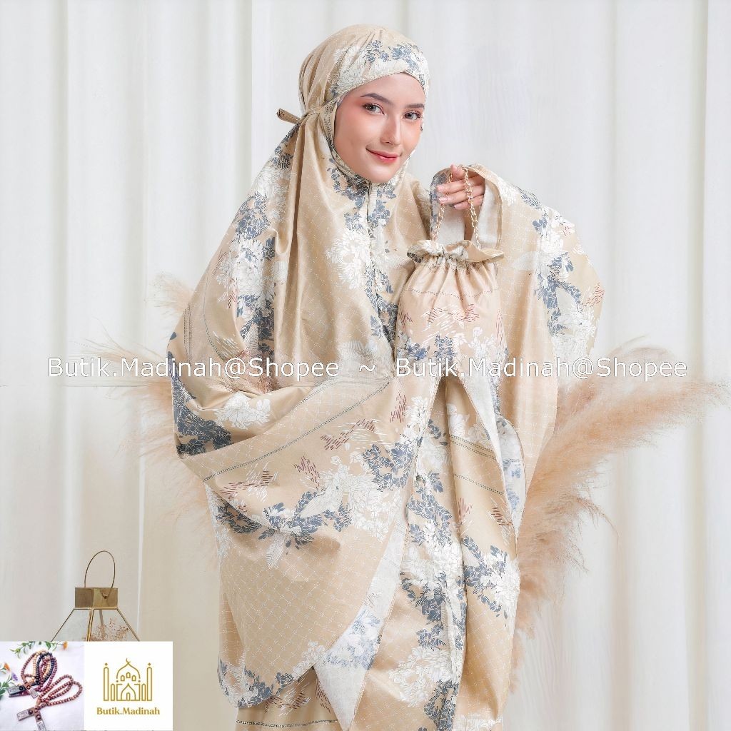 MUKENA DEWASA AZURA HASYA 2IN1 RESLETING TRAVEL KATUN MOTIF--MUKENA KEKINIAN