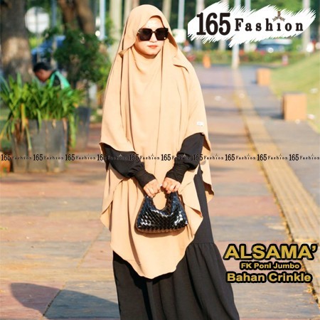French Khimar Poni Jumbo Crinkle Alsama Syar'i Cadar On Pola by 165fashion - Sage Muda