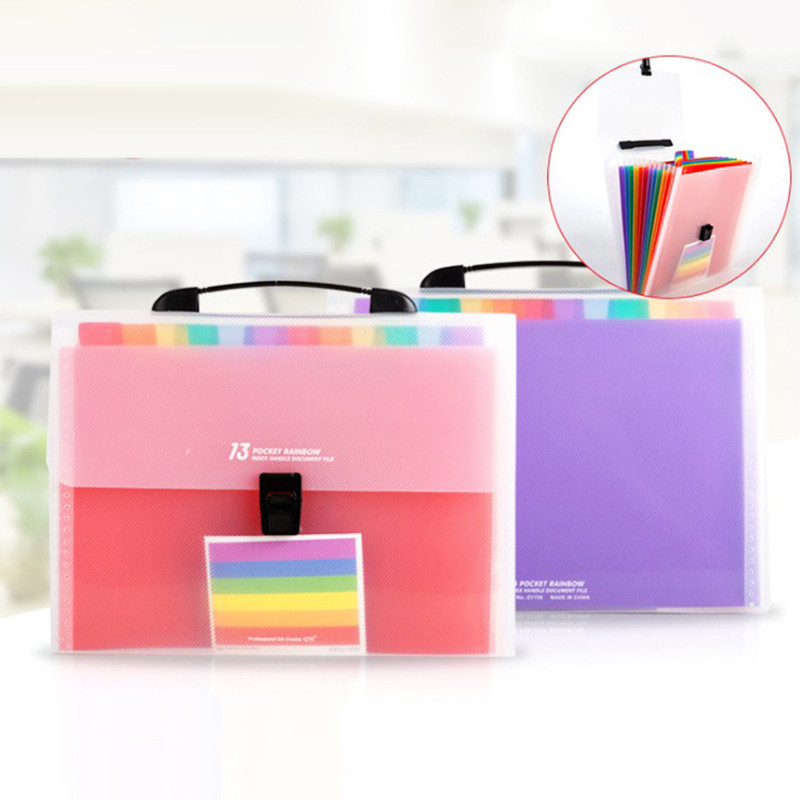 

1PC Organ Bag Portable 13 Multi-Layer Folder Large Capacity Students With Paper Clips Commercial Coupons Storage Box