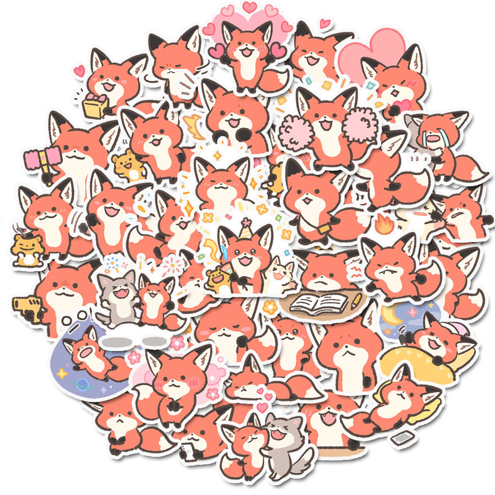 

20/40pcs Cute Fox and Friend Sticker Pack Small Decals for Scrapbook, Phone Case, DIY Card Making, Random Delivery& No Repeated