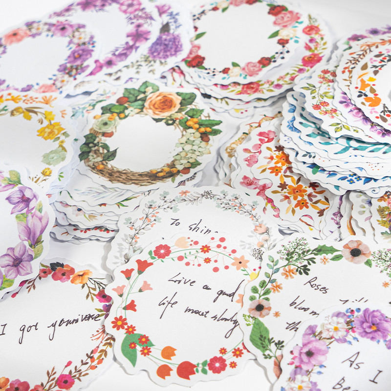 

30 pcs /pack Alien-shaped Garland Flowers Ring Paper Decorative Stickers