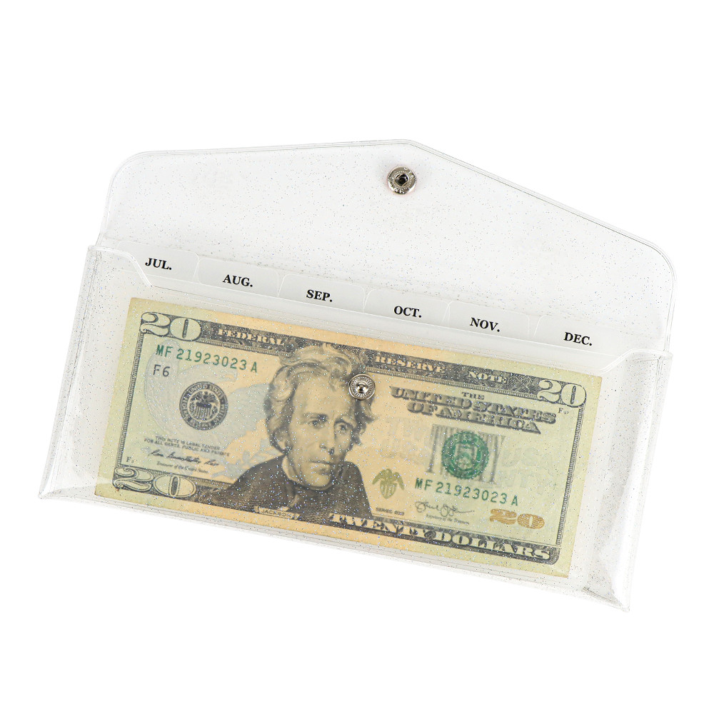 

Cash Envelope Budget Wallets with Monthly Stickers and Dividers Pockets with 6 Tabs Cash Envelopes for Budgeting Bill Planner
