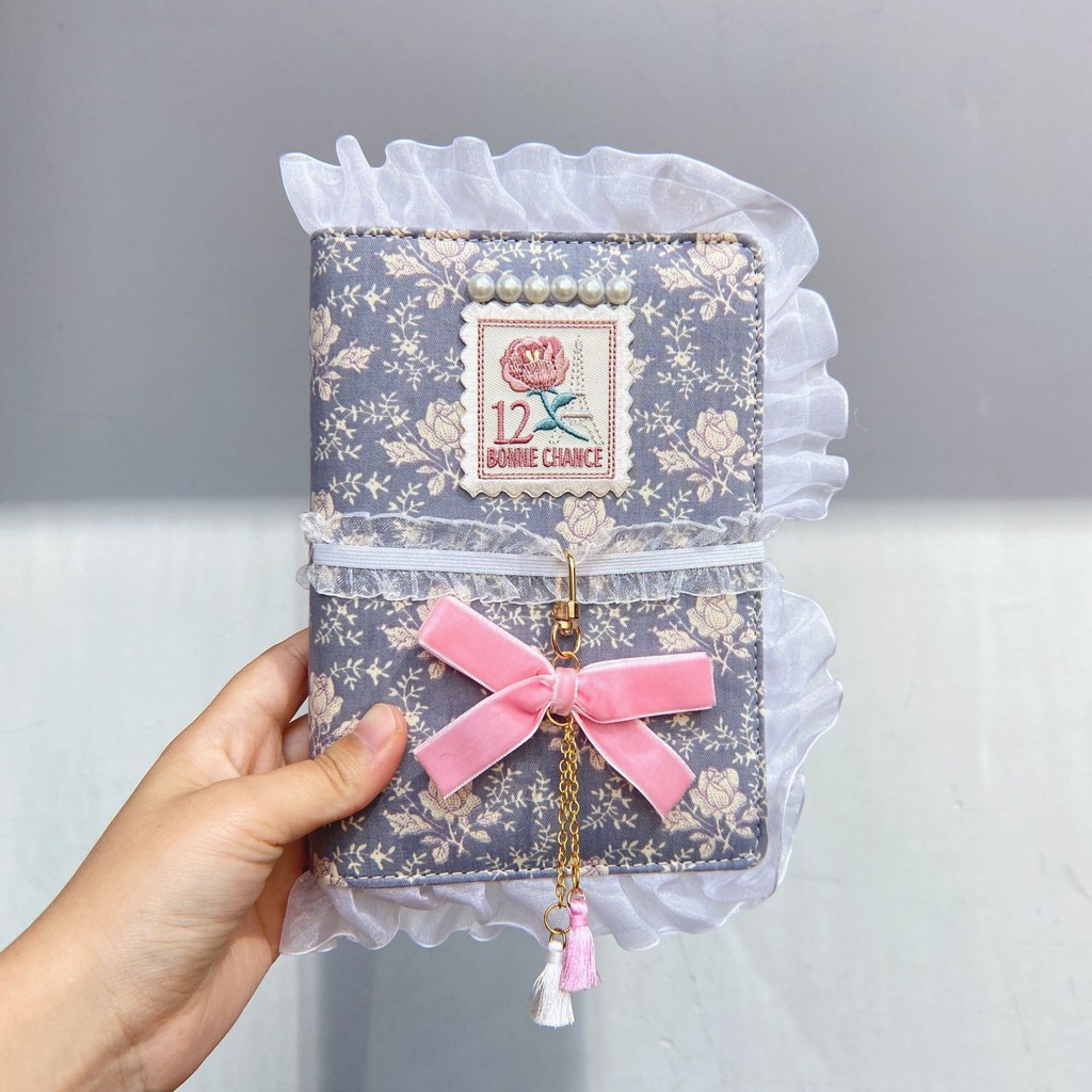 

Cute 2025 Kawaii Lace Loose-leaf Binder Notebook Journal 80sheets Diary Agenda Planner Bullet Notebook School Stationery