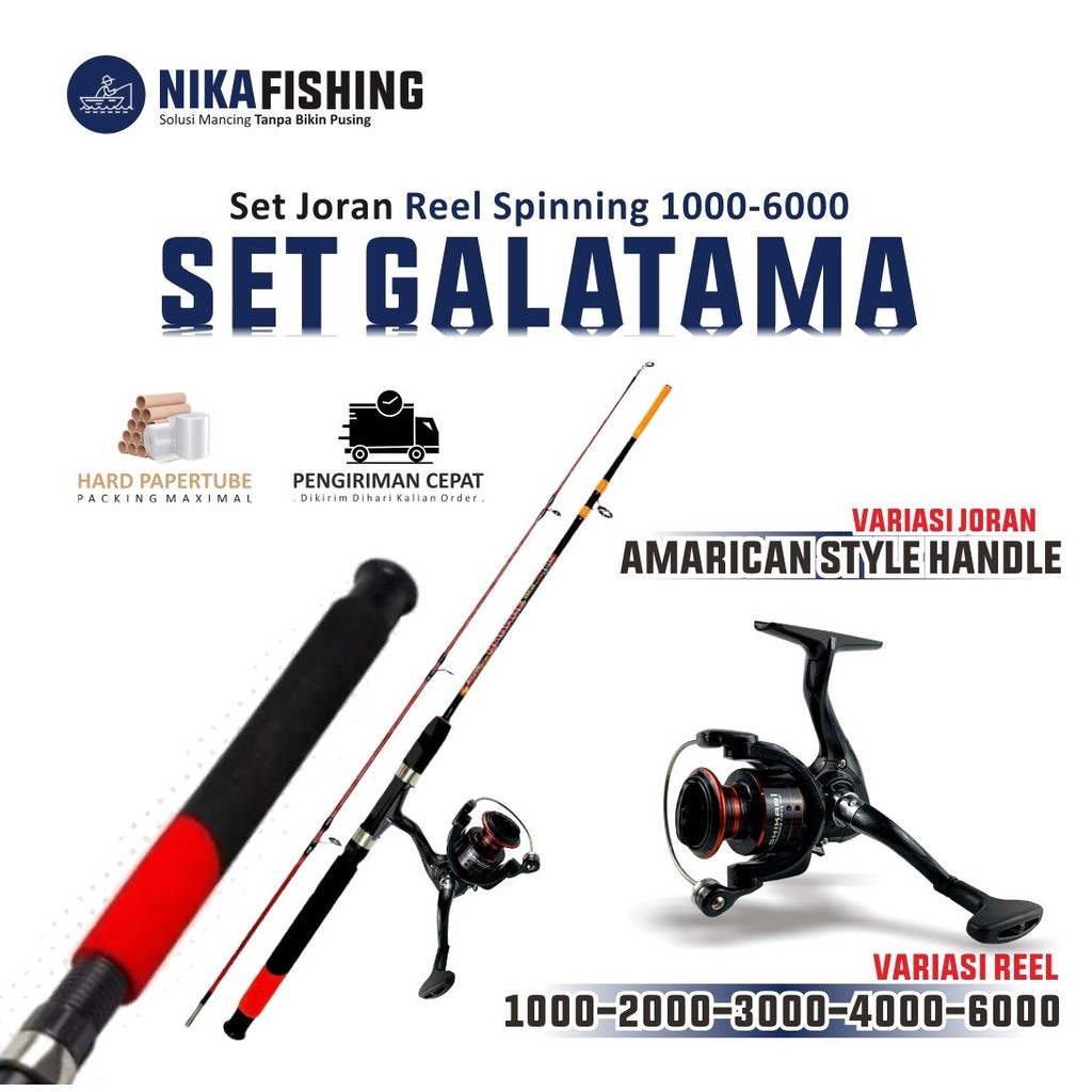 Paket Set Joran Pancing Kolam Laut Galatama 16kg/18kg dan Reel Spinning 1000 - 6000 Daido Shikari