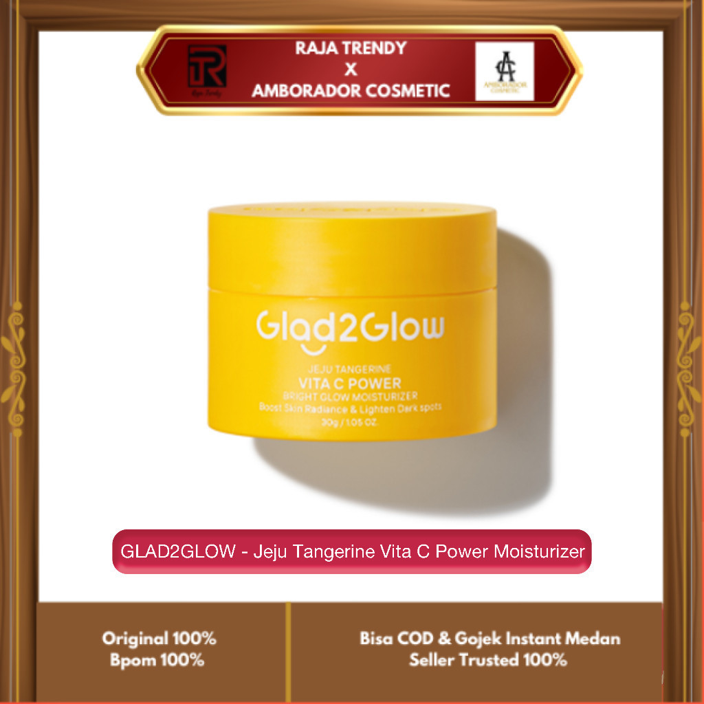 GLAD2GLOW - JEJU TANGERINE VITA C POWER BRIGHT GLOW MOISTURIZER ( 30 g ) - Pelembab Wajah Vitamin C 