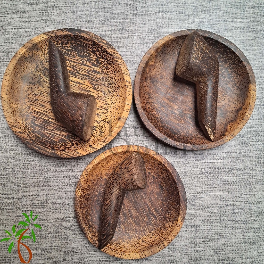 Cobek kayu Aren 1 Set - Cobek Aren - Pulau Online