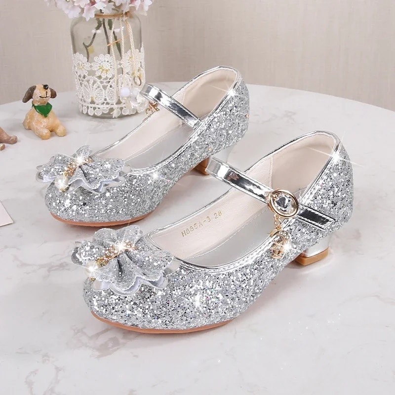 Sepatu Glitters Anak Gadis Perempuan Sepatu Hak Tinggi Model Baru Sepatu Putri Sepatu Penampilan Sep