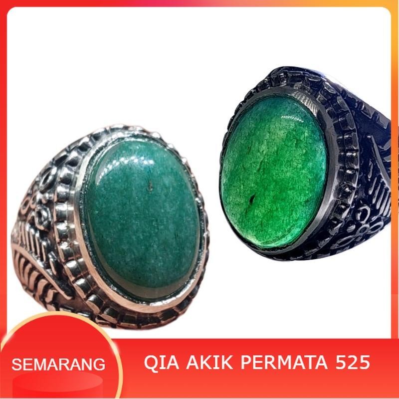 cincin giok hijau adventurin green jade tembus plong Batu akik