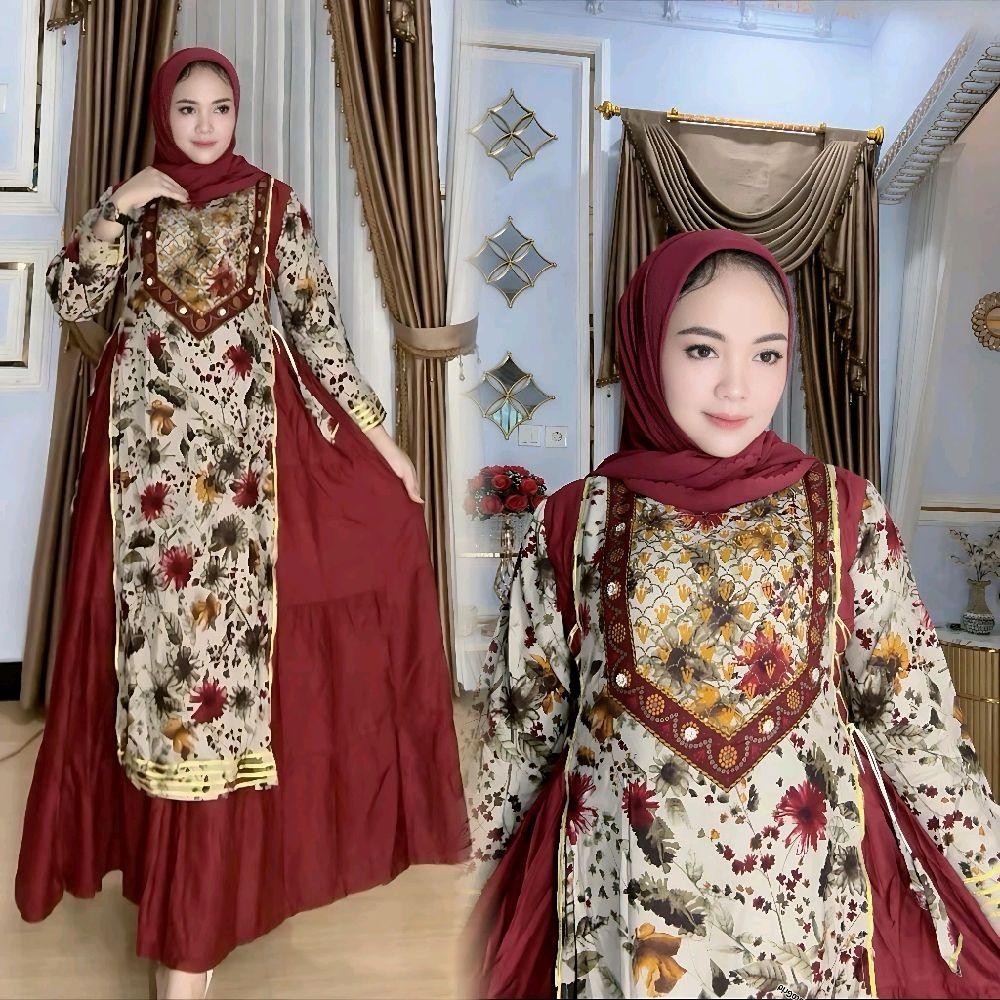 Gamis Wanita Terbaru Hindi Lidria Lidah Riana Bahan Katun Rayon Pre Miyum Ld 110 Pb 138