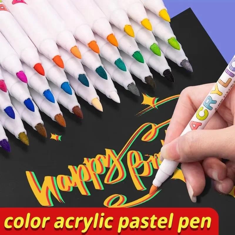 

18/36 Colors Acrylic Markers Pens Soft Brush Tip Markers Permanent Waterproof Paint Pens DIY Glass Rock Craft Art Supplie