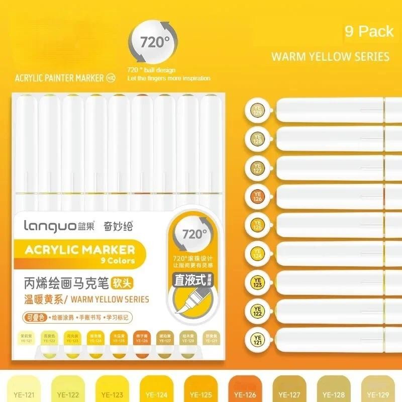 

126/9 Direct Liquid Acrylic Art Markers Paint Pens Brush Color Marker for Rock Painting Stone DIY School Art Supplies Stationery