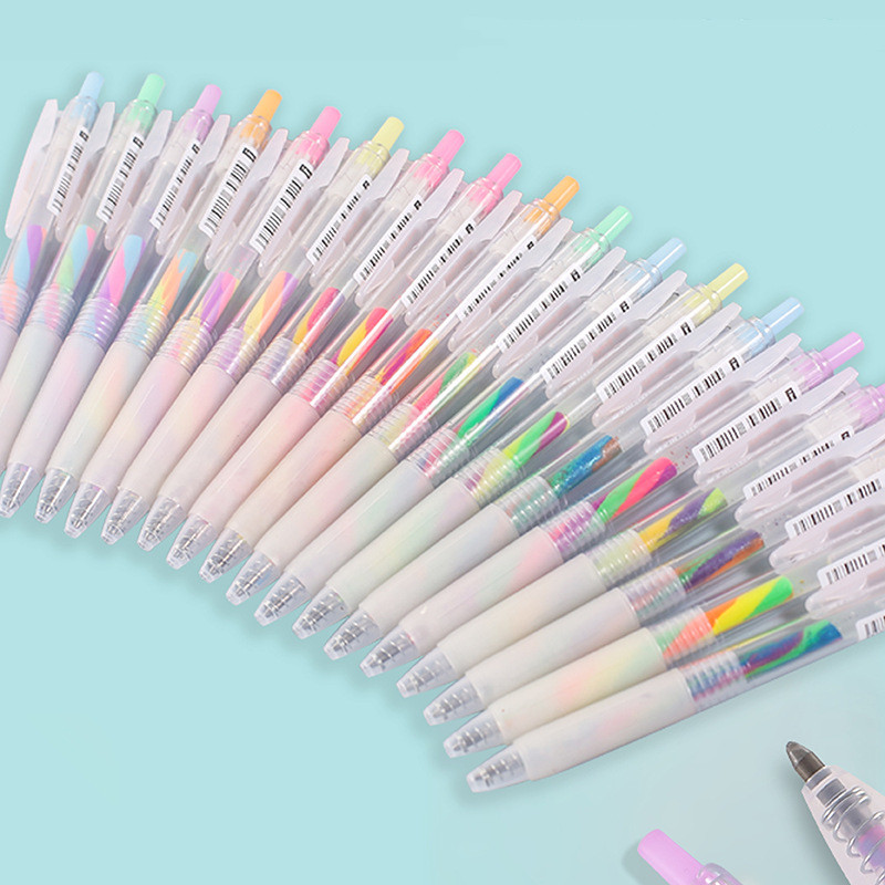 

6pcs Gradient Color Gel Pen Set 1mm color ink Glitter Highlighter Marker Pen Art Hook Line Pen School Office Stationery Supplies