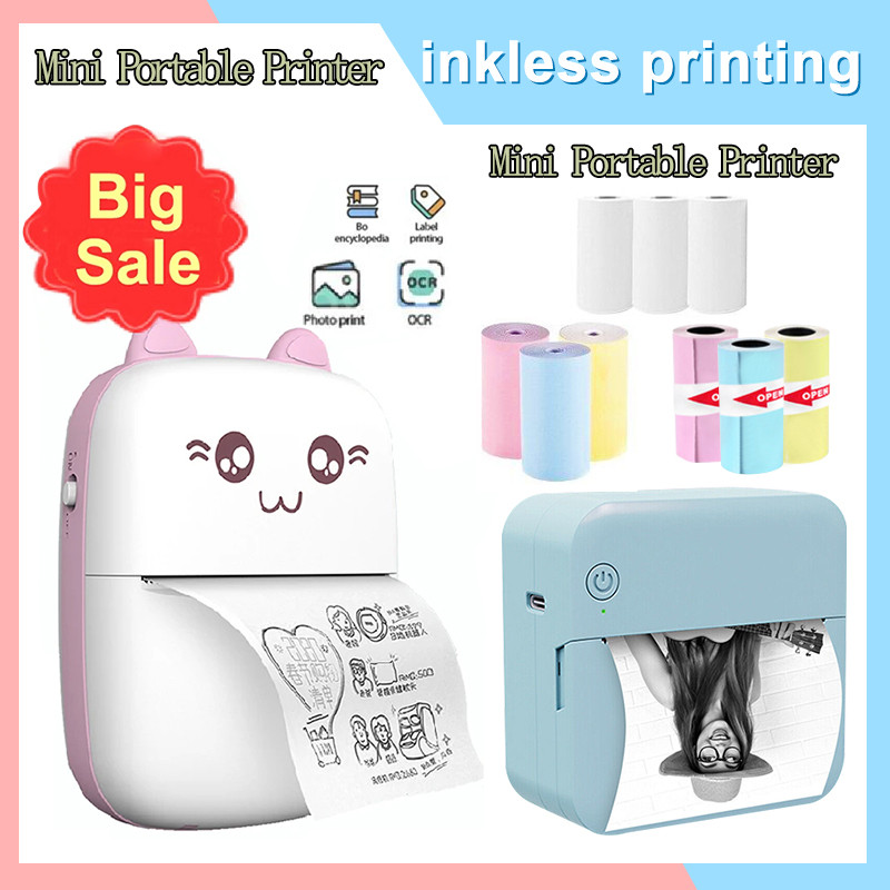 

Mini Portable Thermal Printer Wireless BT 200dpi Photo Label Memo Wrong Question Printing Tag Bluetooth Printer