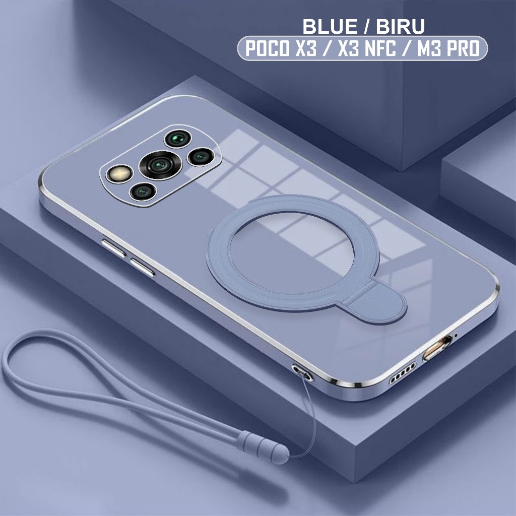 Soft Case Xiaomi Poco X3 X3 Nfc M3 Pro Casing Ring Plating Holder Magsef Free Lanyard Tali Gantung