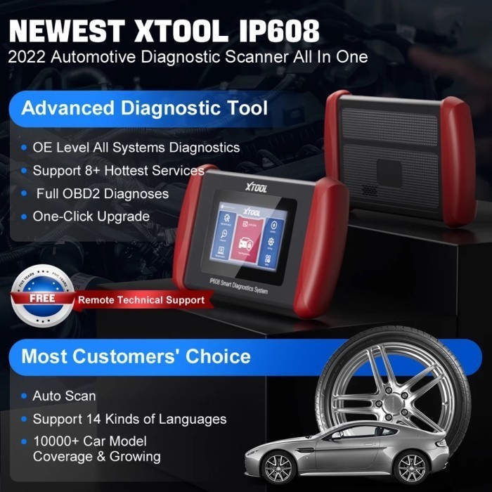Scanner Mobil Xtool IP608 ABS, SRS, transmisi, suspensi, SAS, EPB, 4WD allsistem