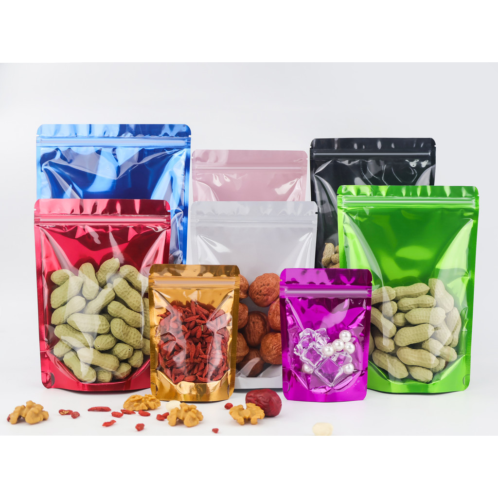 

100pcs side transparent stand up pouch,moisture proof sealing bags,oats biscuits small business packaging bags