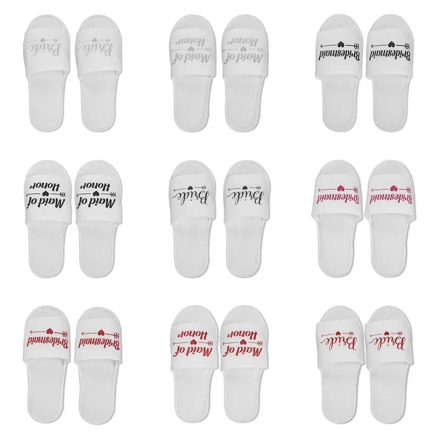 

1 Pair Bride Shower Team Bride Wedding Decoration Bridesmaid Hen Party Spa Soft Slippers Ladies Bachelorette Party Supplies