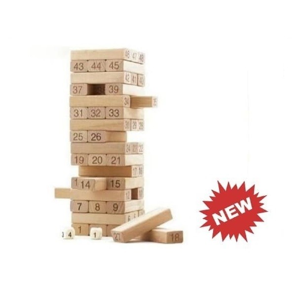 Mainan Anak Permainan Balok Kayu Asah Otak Wooden Block Edukasi Dengan Angka Nomor dan Dadu Toy Toys