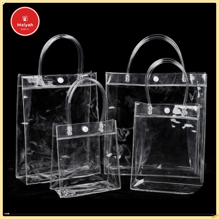

Tas Kantung Tangan PVC Plastik Transparan Mika Polos Kantong Mika Tas wadah tepat katung katong Goodie Gift Bag Hampers Hadiah Souvenir Kado Ulang Tahun Pernikahan Spesial Transpan Bening Clear display small plastic bag Mini bags handle cosmetic bag