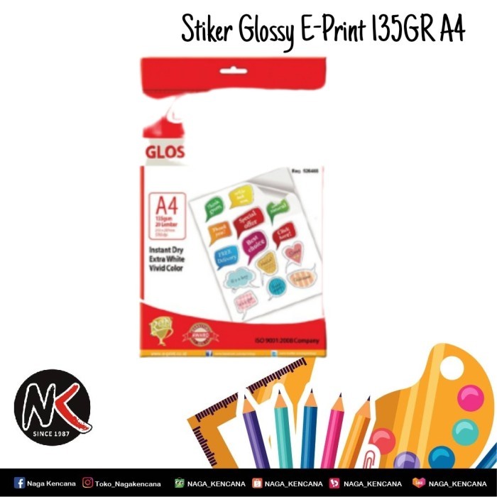 

Sticker Glossy E-Print A4 135 gr