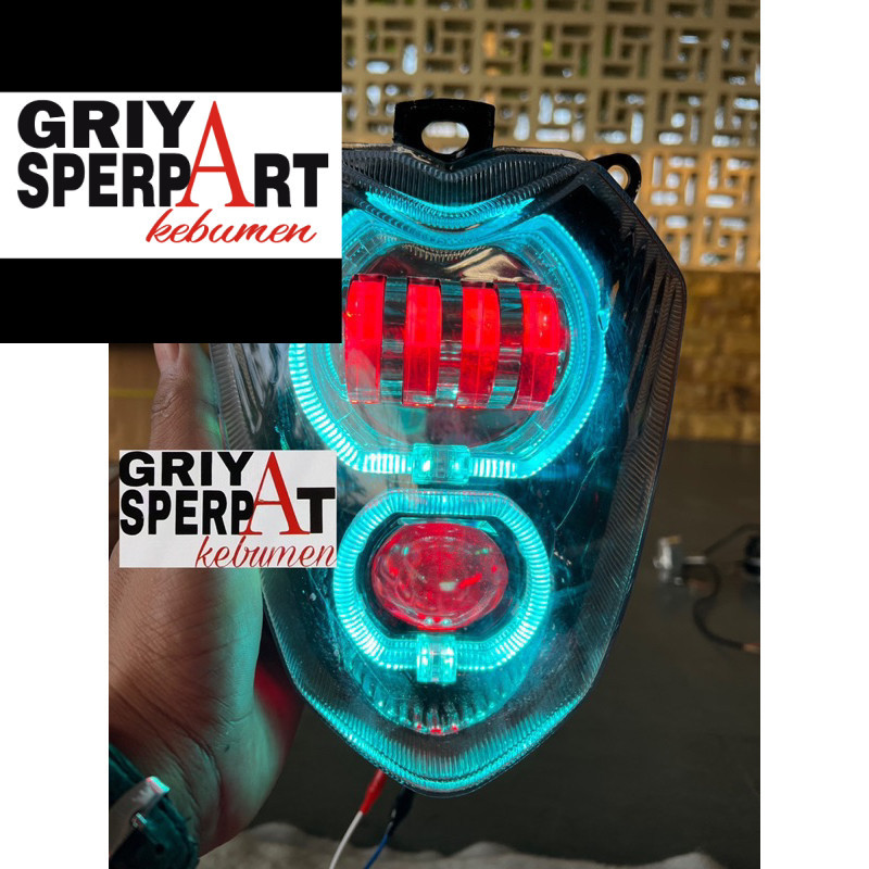 Lampu depan satria fu thailand pertama costume dobel biled projie