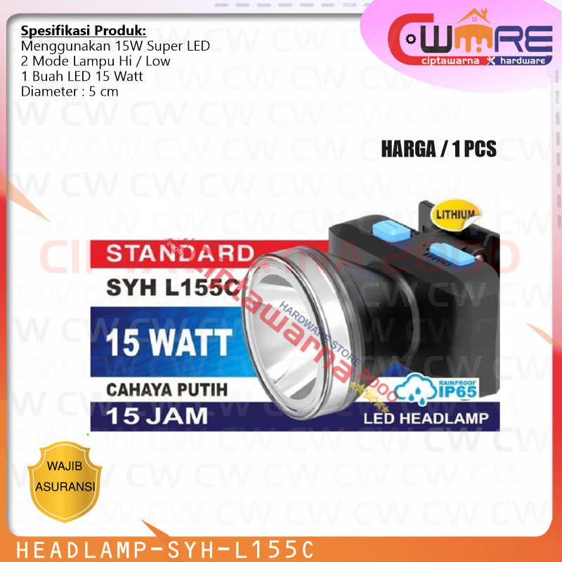 Senter Kepala Surya 15 Watt senter camping headlamp hiking - CWK