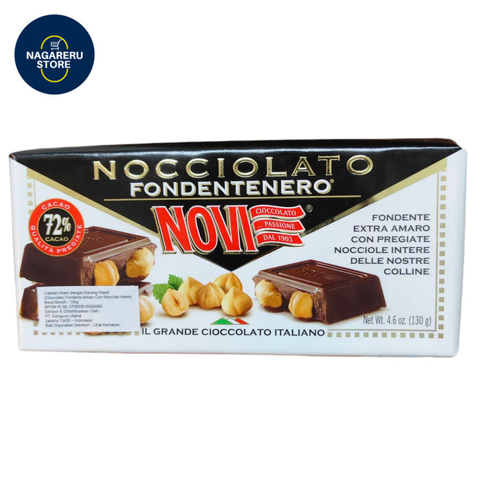 

Novi nocciolato fondentenero(coklat hitam dengan kacang hazel) 130gr