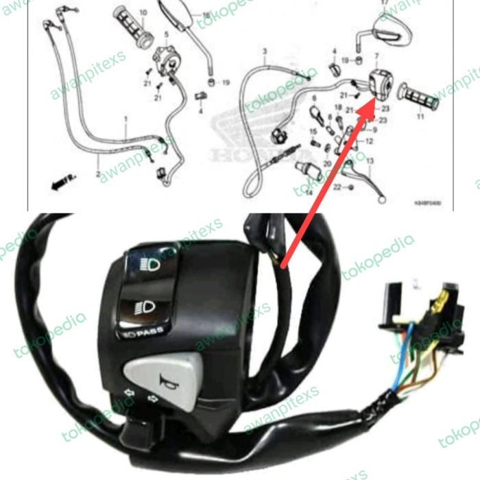 holder kiri saklar klakson crf150 original