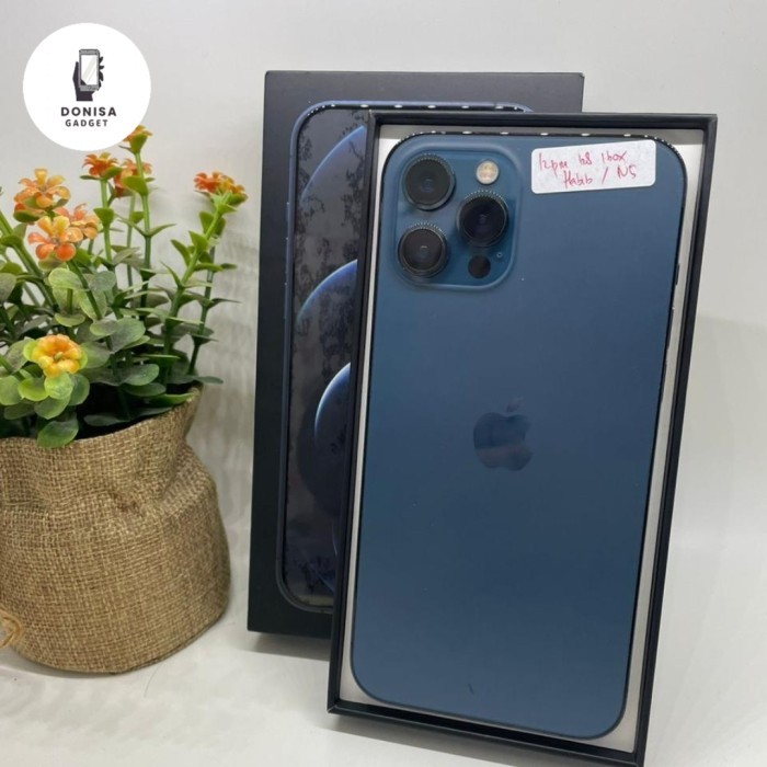 IP 12 Pro Max 128GB - Resmi Ibox - Fullset Second - Pacific Blue