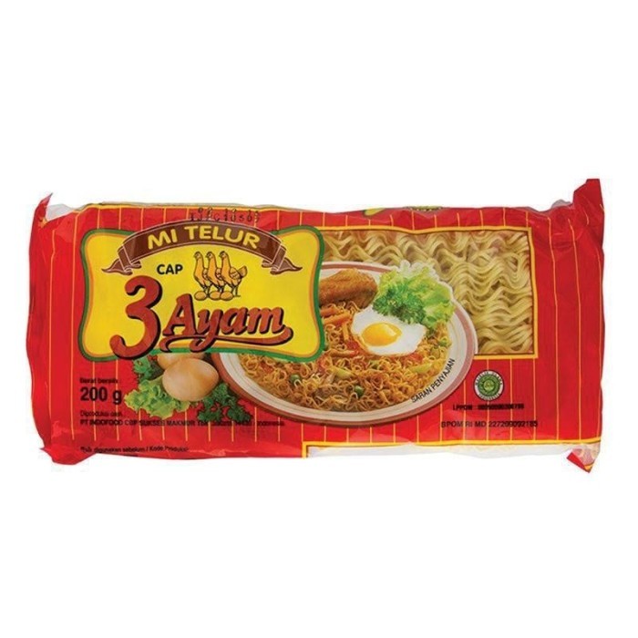 

3 AYAM MIE TELOR MERAH 200GR