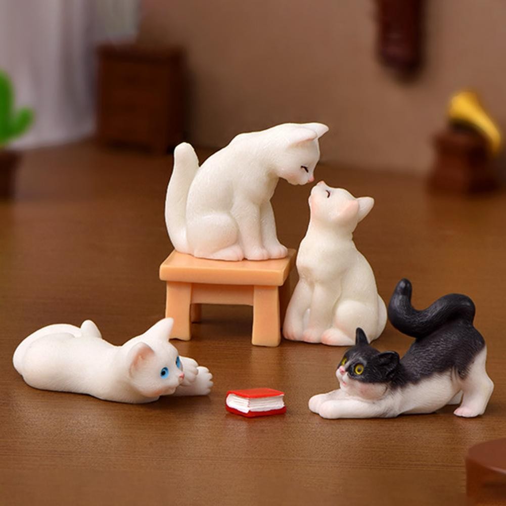 

Kawaii Mini Cat Ornament Garden Kitten Statue Gift Kids Miniatures Cat Kitten Family Cat Decorative Figurines Cute Cat Crafts