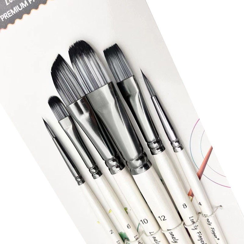 

6pcs Acrylic Paint Brushes Set for Acrylic Oil Watercolor Gouache Artist Professional Painting Kits with Synthetic Nylon Tips