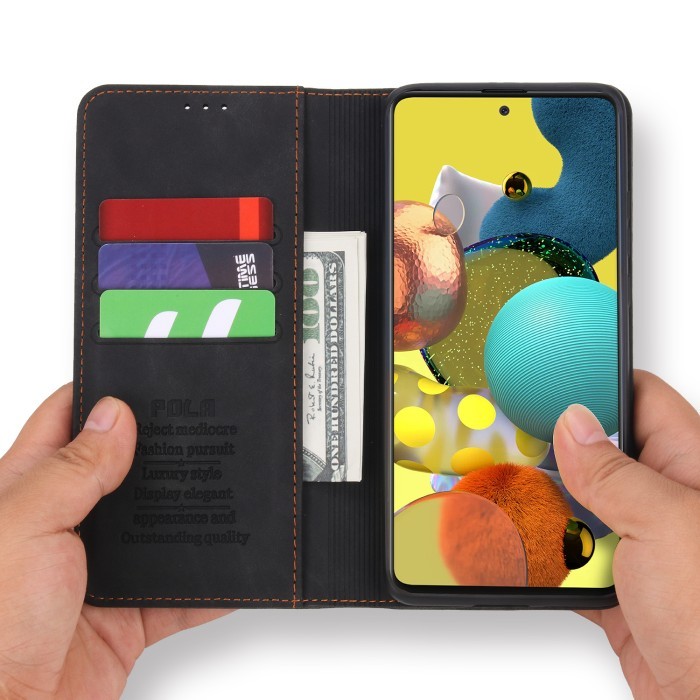 Case Oppo Find X2 Pro / X3 Pro Wallet Leather Case Cover Dompet POLA - Hitam, Find X2 Pro
