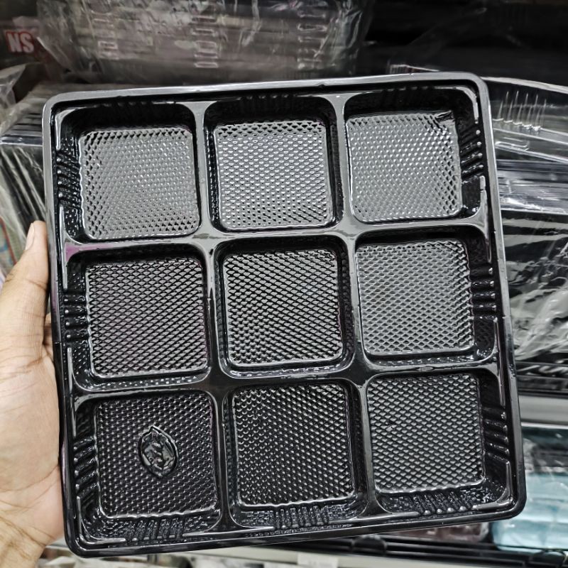 MIKA SNACK / MOCHI TRAY 9 SEKAT HITAM