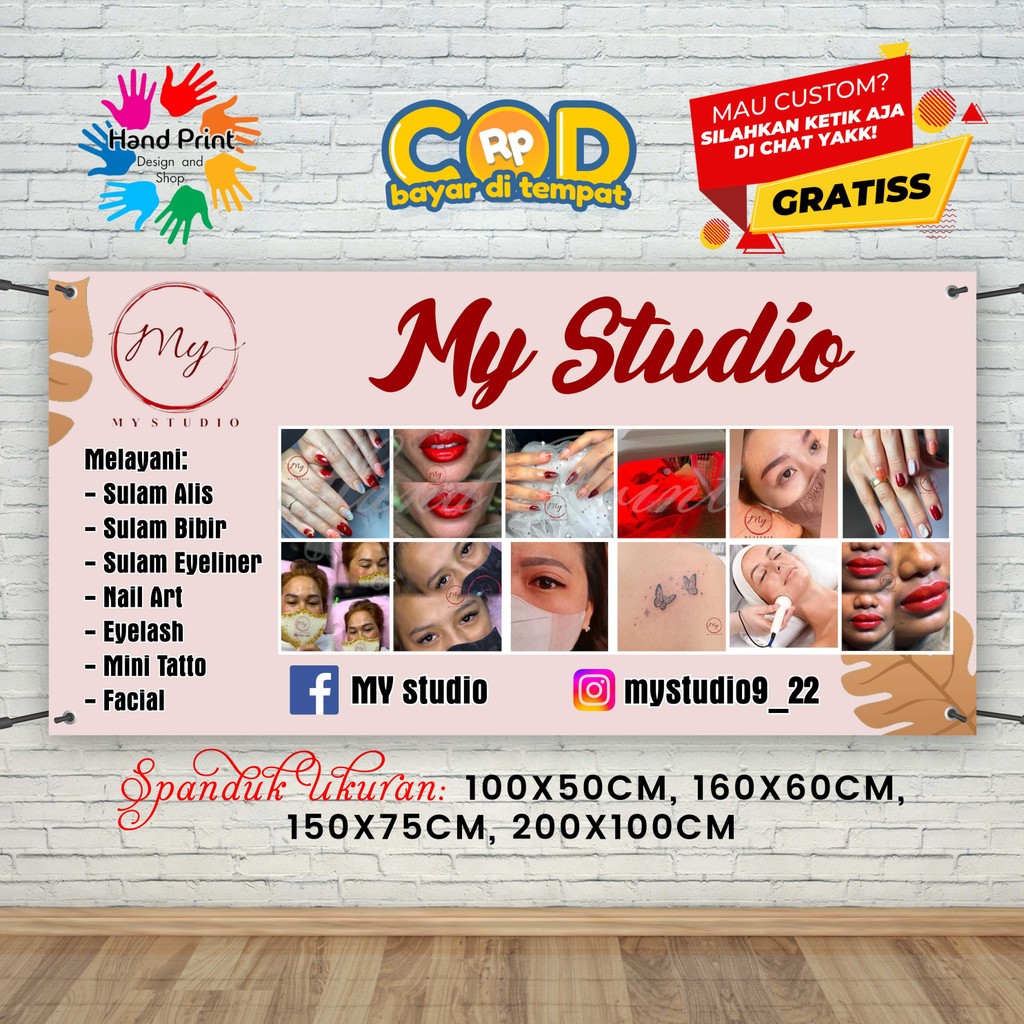 Cetak Spanduk Banner Salon Pink MMT Spanduk Custom 200x100