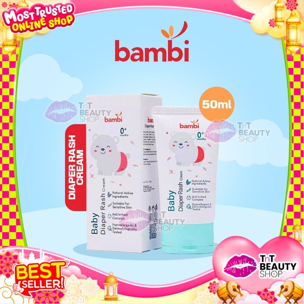 Bambi Baby Diaper Rash Cream 50ml Krim Ruam Popok Pada Bayi Kulit Normal Sensitif | TnT Beauty Shop