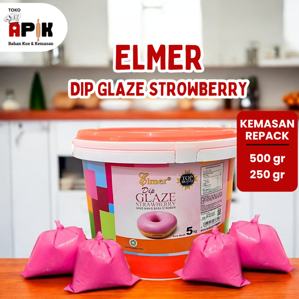 

ELMER DIP GLAZE STRAWBERRY REPACK 250 GRAM / 500 GRAM / GLAZE ELMER REPACK