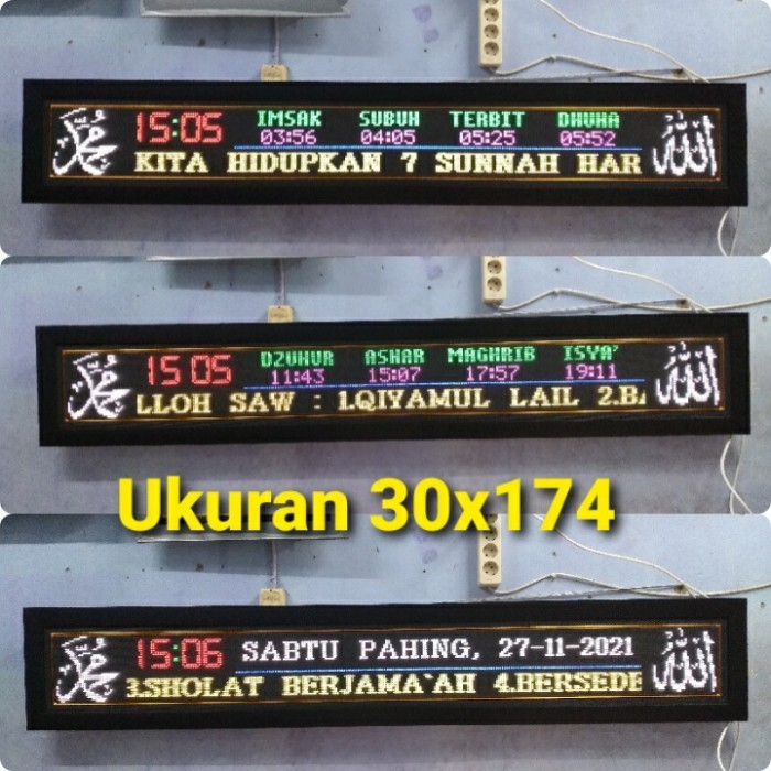 JAM DIGITAL MASJID JAM JADWAL SHOLAT FULL COLOR JWS P5 5P RGB 170 x 20 cm